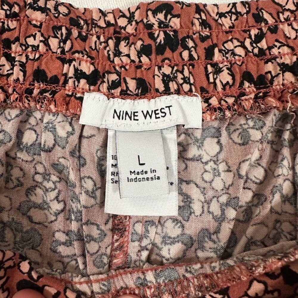 Nine West Orange Lightweight Floral Midi Skirt Size L | Boho, Swing, Cottagecore - Picture 9 of 11